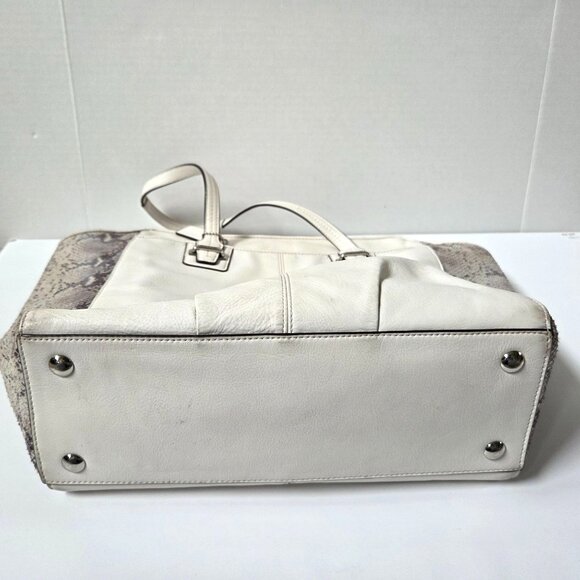 Coach Purse White Gray Mixed Exotic Leather Snakeskin Taylor Satchel F23303 - Picture 9 of 16